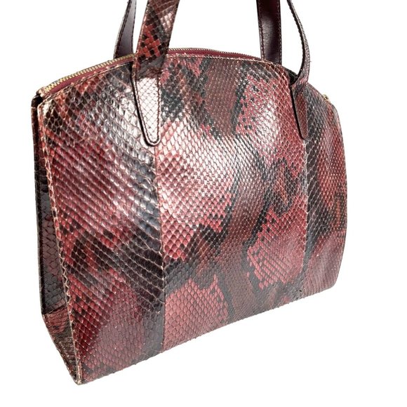 Gucci domed top red grey & burgundy python leather satchel - Picture 11 of 15